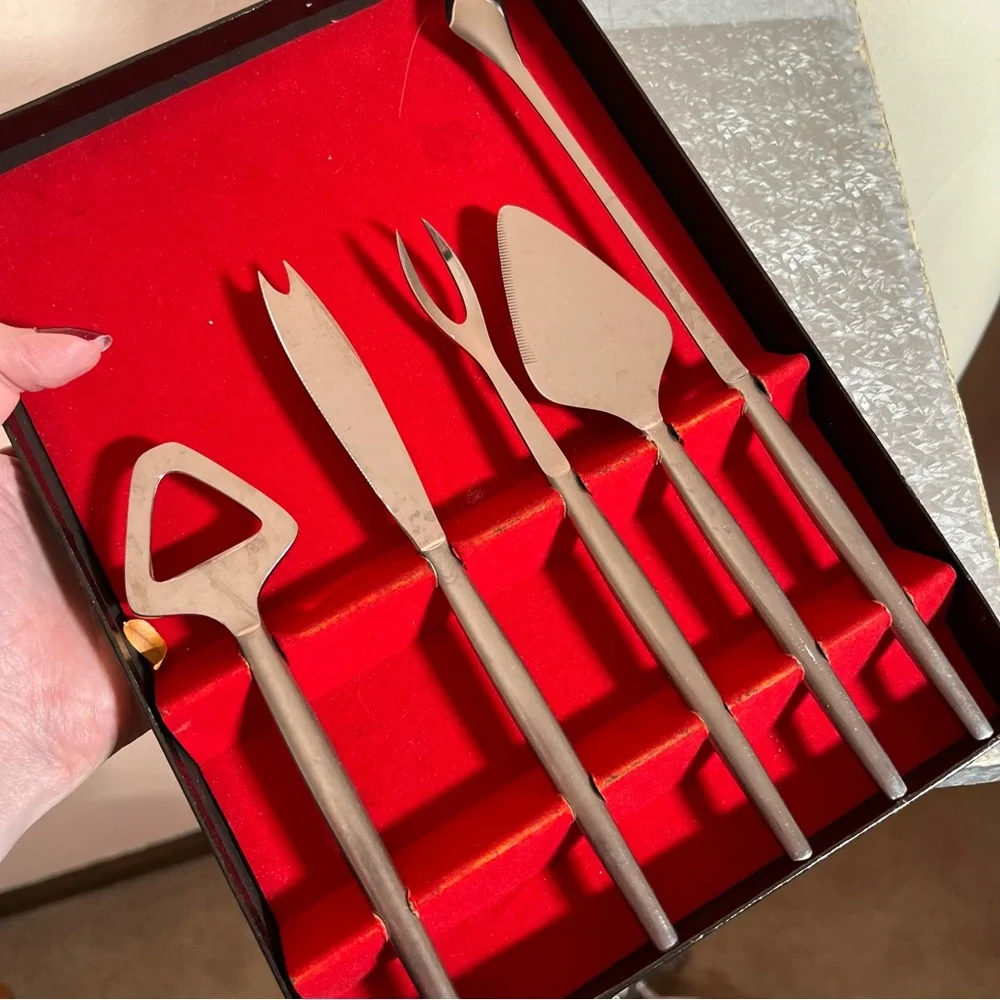 Vintage Stainless steel MCM Cocktail Hors d'oeruve Party utensils Bar accessory